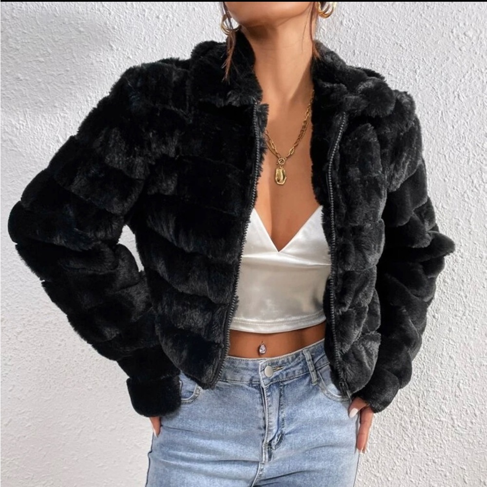 Shein Solid Open Front Fuzzy Jacket - image 6